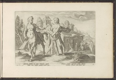 Apollo Entrusts Asclepius to Chiron by Hendrick Goltzius (workshop of)
