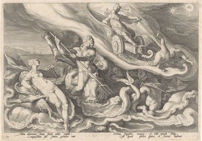 Juno Complains to Thetis and Oceanus, from the series Metamorphoses of Ovid by Hendrick Goltzius (workshop of)