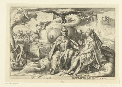 Jupiter and Juno Discussing Which Sex Enjoys Love More by Hendrick Goltzius (workshop of)