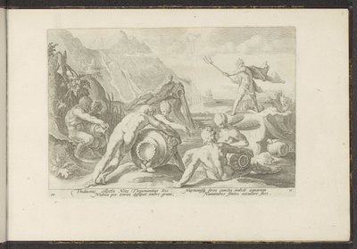 Neptune and the River Gods Causing a Flood by Hendrick Goltzius (workshop of)