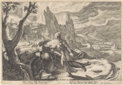 Thisbe Fleeing from the Lioness by Hendrick Goltzius (workshop of)