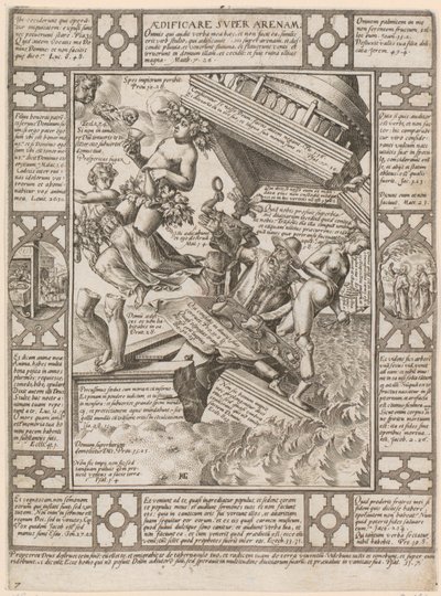 Building on Sand, Plate 7 of the Series "Allegories of the Christian Faith" by Hendrick Goltzius