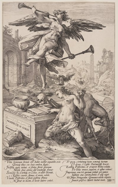 Allegory of Fame and History, from The Roman Heroes by Hendrick Goltzius