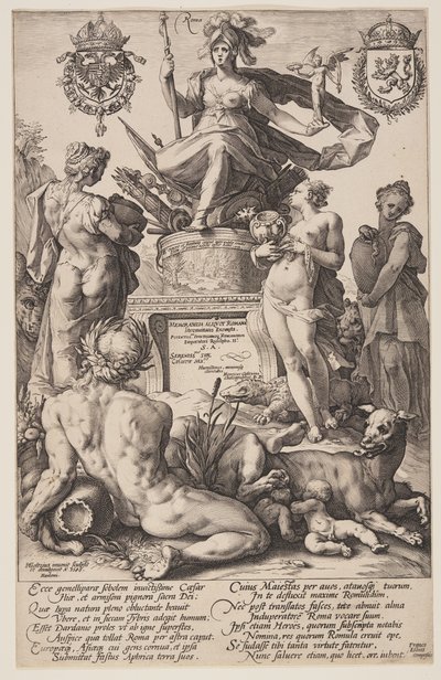 Allegory of Rome, title plate from The Roman Heroes by Hendrick Goltzius