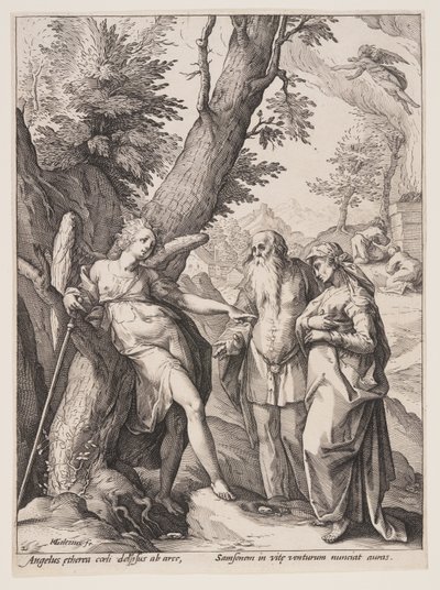 Angel with Manoah and His Wife by Hendrick Goltzius