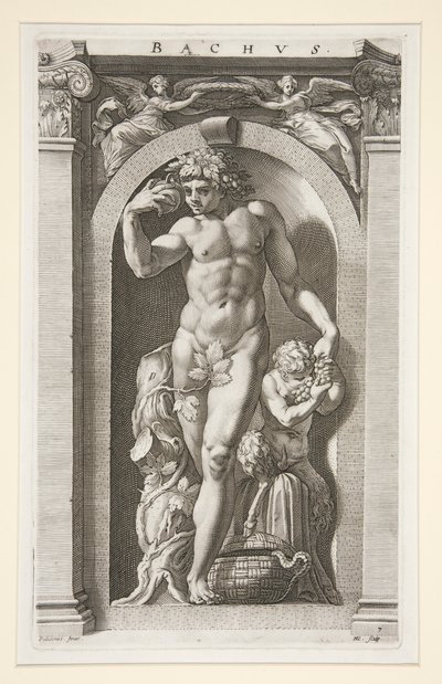 Bacchus, #7 in a Series of Eight Antique Gods by Hendrick Goltzius