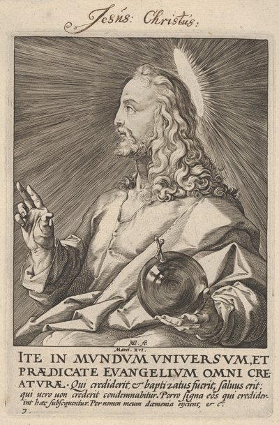 Christ, from "Christ, the Apostles and St. Paul with the Creed" by Hendrick Goltzius