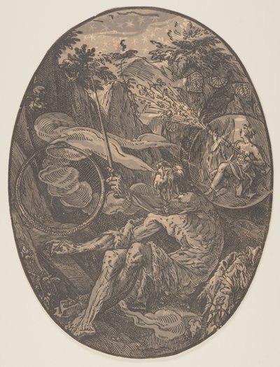 Demogorgon in the Cave of Eternity, from The Deities by Hendrick Goltzius