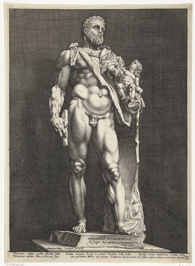 Hercules and Telephos (Emperor Commodus as Hercules) (Three Ancient Statues in Rome) by Hendrick Goltzius