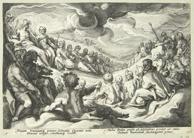 Jupiter consults with the gods about the destruction of the universe by Hendrick Goltzius