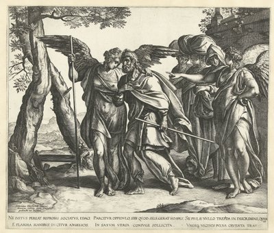 Lot Flees Sodom with His Wife and Daughters by Hendrick Goltzius