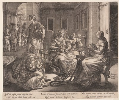Lucretia and her Women Spinning, from The Story of Lucretia by Hendrick Goltzius