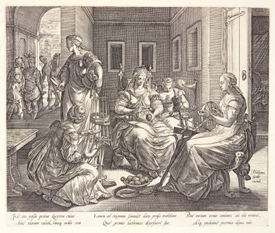 Lucretia Spinning with Her Ladies-in-Waiting by Hendrick Goltzius