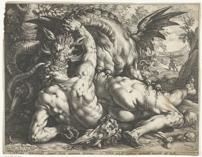Companions of Cadmus Devoured by a Dragon by Hendrick Goltzius
