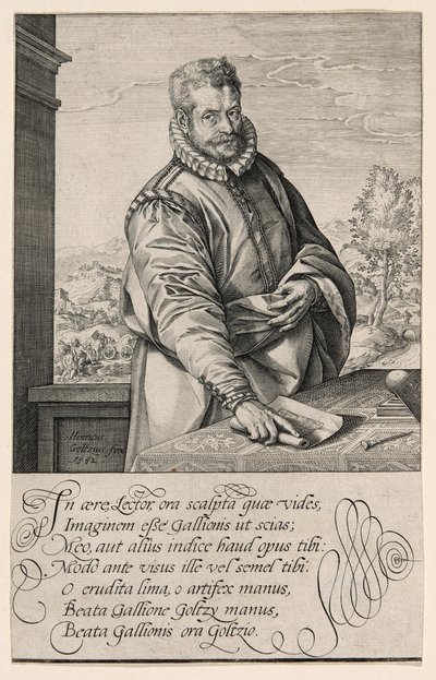 Philips Galle, Pupil of Coornhert from Haarlem, Engraver and Publisher in Antwerp from 1570; The Baptism of the Eunuch in Background Left by Hendrick Goltzius