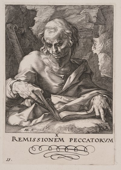 St Simon, from Christ, the Apostles and St Paul with the Creed by Hendrick Goltzius