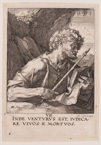St Thomas, from Christ, the Apostles and St Paul with the Creed by Hendrick Goltzius
