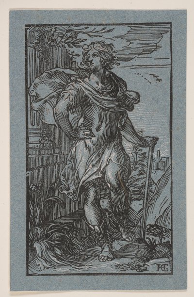 Standing Young Man with a Cane by Hendrick Goltzius