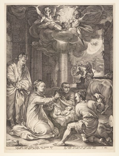The Adoration of the Shepherds, from The Birth and Early Life of Christ by Hendrick Goltzius