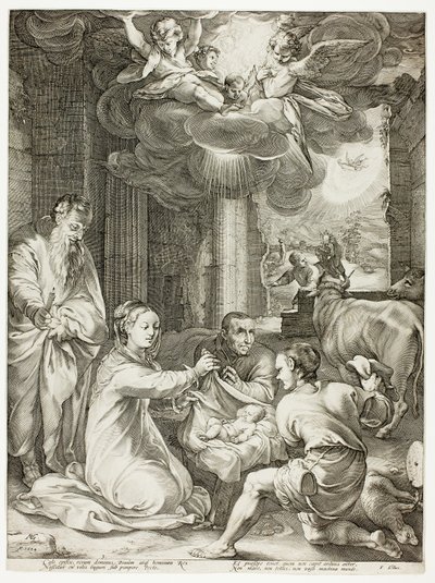 The Adoration of the Shepherds, plate three from The Birth and Early Life of Christ by Hendrick Goltzius
