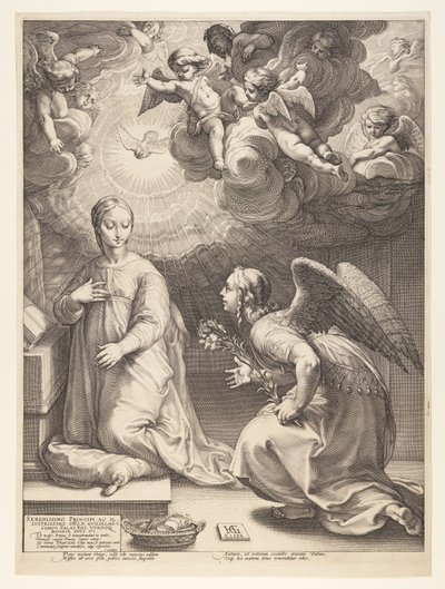 The Annunciation, from The Birth and Early Life of Christ by Hendrick Goltzius