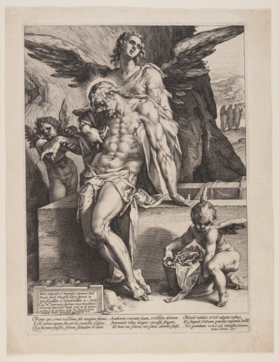The Dead Saviour Supported by an Angel by Hendrick Goltzius
