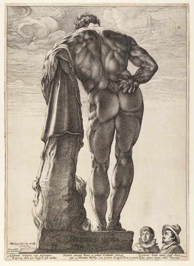 The Farnese Hercules, from Three Famous Antique Statues at Rome by Hendrick Goltzius