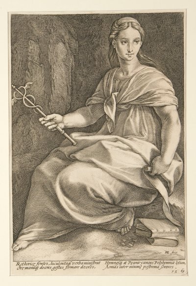 The Nine Muses: Polyhymnia, #8 in a Series of 9 by Hendrick Goltzius