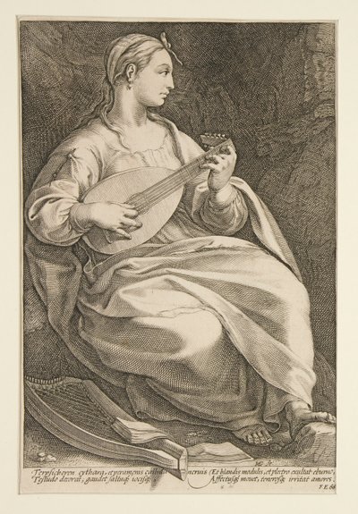 The Nine Muses: Terpsichore, #5 in a Series of 9 by Hendrick Goltzius