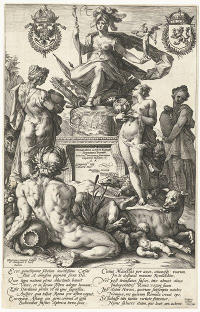 Title Print for Print Series The Roman Heroes by Hendrick Goltzius