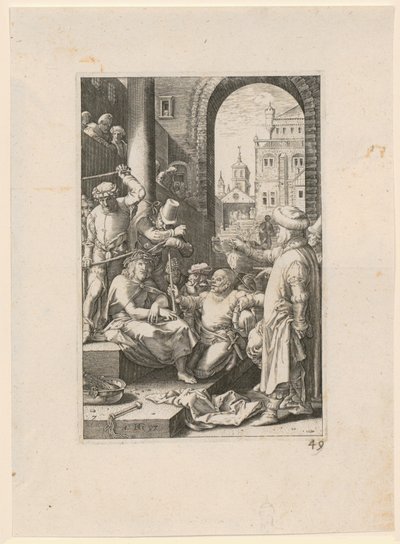Mocking of Christ, Plate 7 from the Series "The Passion" by Hendrick Goltzius