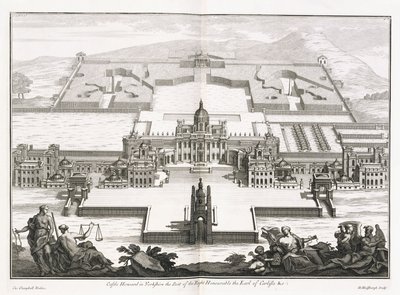 Castle Howard in Yorkshire, from "Vitruvius Britannicus", or "The British Architect, containing the Plans, Elevations, and Sections of the regular buildings both publick and private, in Great Britain" by Colin Campbell by Hendrick Hulsberg