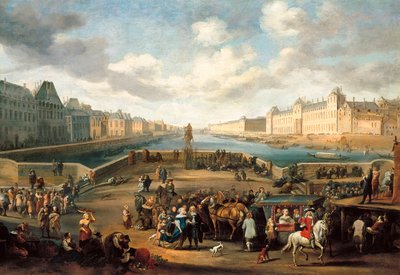 View of Paris with the Louvre, Taken from the Henri IV Bridge (Pont Neuf) by Hendrick Mommers
