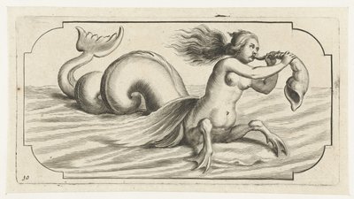 A Female Figure Blowing a Shell (Nouveau Livre des Dieux et Déesses de la Marine) by Hendrick de Keyser (I)