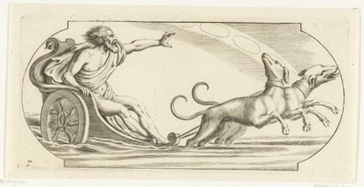 Mars on a chariot (series title: New Book of Gods and Goddesses of the Sea) by Hendrick de Keyser (I)