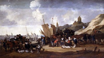 A Scene on the Coast near Scheveningen by Hendrick de Meyer