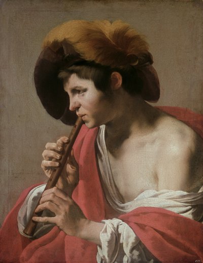 Knave Playing a Recorder by Hendrick ter Brugghen