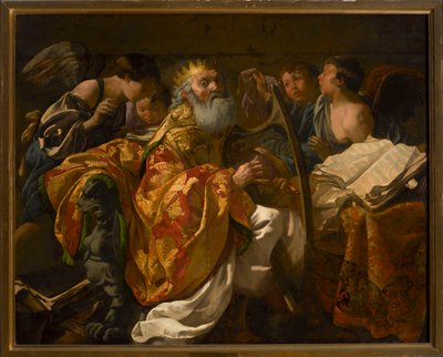 King David Playing the Harp Surrounded by Angels by Hendrick ter Brugghen