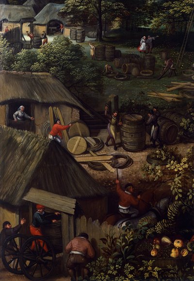 Autumn harvest landscape (detail) by Hendrick van den (1530 97) Broeck