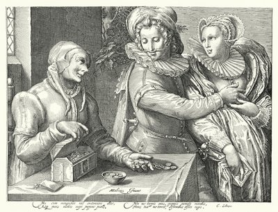 A Young Man Choosing Love of Beauty Rather Than Riches by Hendrik (after) Goltzius