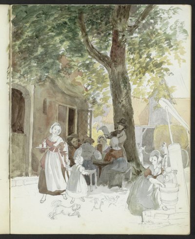 Village Street with a Well and Figures by Hendrik Abraham Klinkhamer