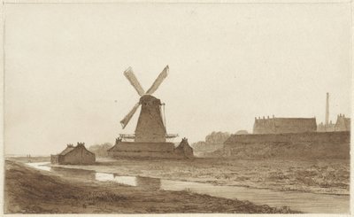 Mill at the Bulwark Het Blauwhoofd in Amsterdam by Hendrik Abraham Klinkhamer