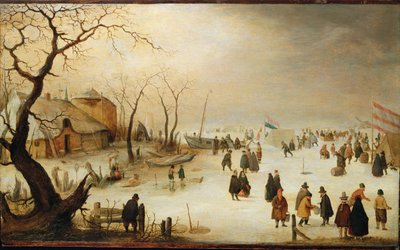 A Winter River Landscape with Figures on the Ice by Hendrik Avercamp