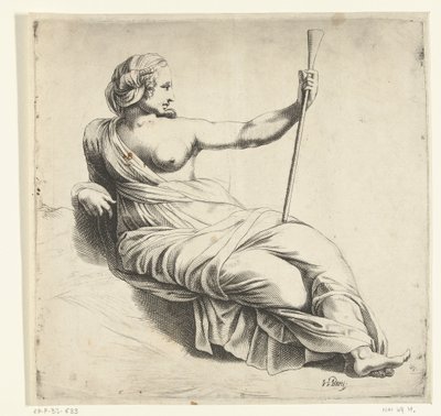 A Muse of Music, Seated Woman with Trumpet by Hendrik Bary