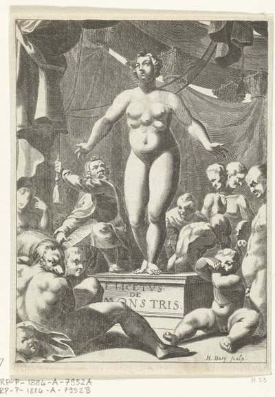 Naked Woman with Five Breasts (Title Page for Fortunius Licetus, De Monstris, Amsterdam 1665) by Hendrik Bary