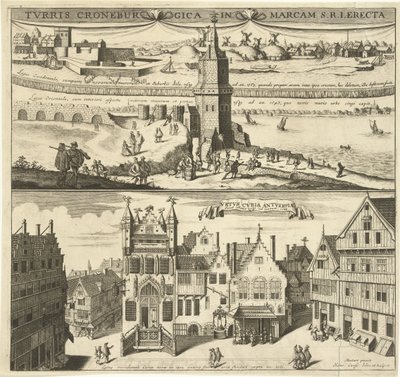 View of the Kroonenburg and the Old Town Hall of Antwerp by Hendrik Causé