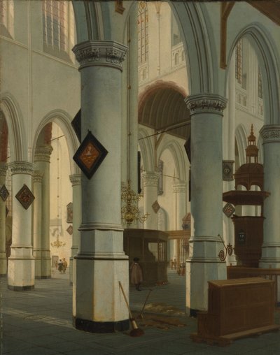 Interior of the Oude Kerk, Delft by Hendrik Cornelisz. van Vliet