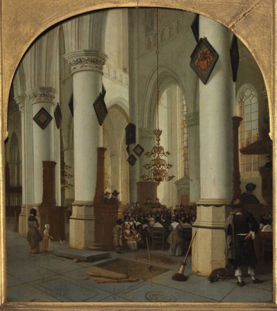 View inside the Saint Bavo church in Haarlem during mass, 1666 by Hendrik Cornelisz. van Vliet