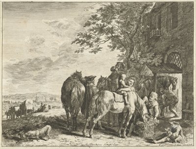 Travelers in Front of the Smithy by Hendrik Elandt