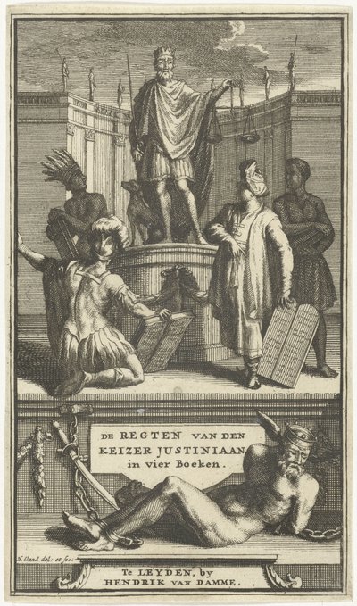 Title Page for The Rights of Emperor Justinian, Leiden, 1705 by Hendrik Elandt